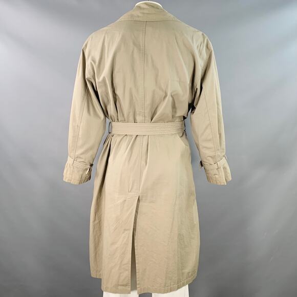 GIORGIO ARMANI Vintage Size L Khaki Cotton Open Front Belted Trenchcoat - Picture 3 of 11